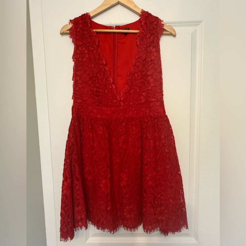 NBD Red Lace Mini Dress from revolve